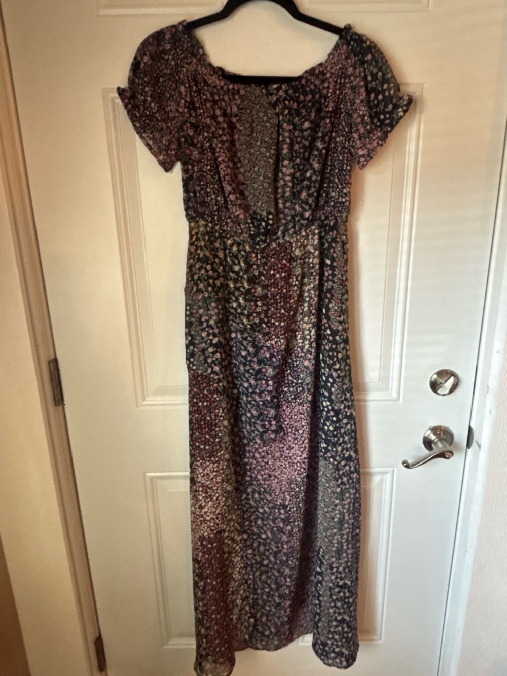 Lulu's Black Floral Maxi Dress with Pink and Blue Print - Picture 8 of 9